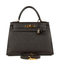 New Hermes Kelly Sellier 28 Chocolat Courcheval Gold Hardware