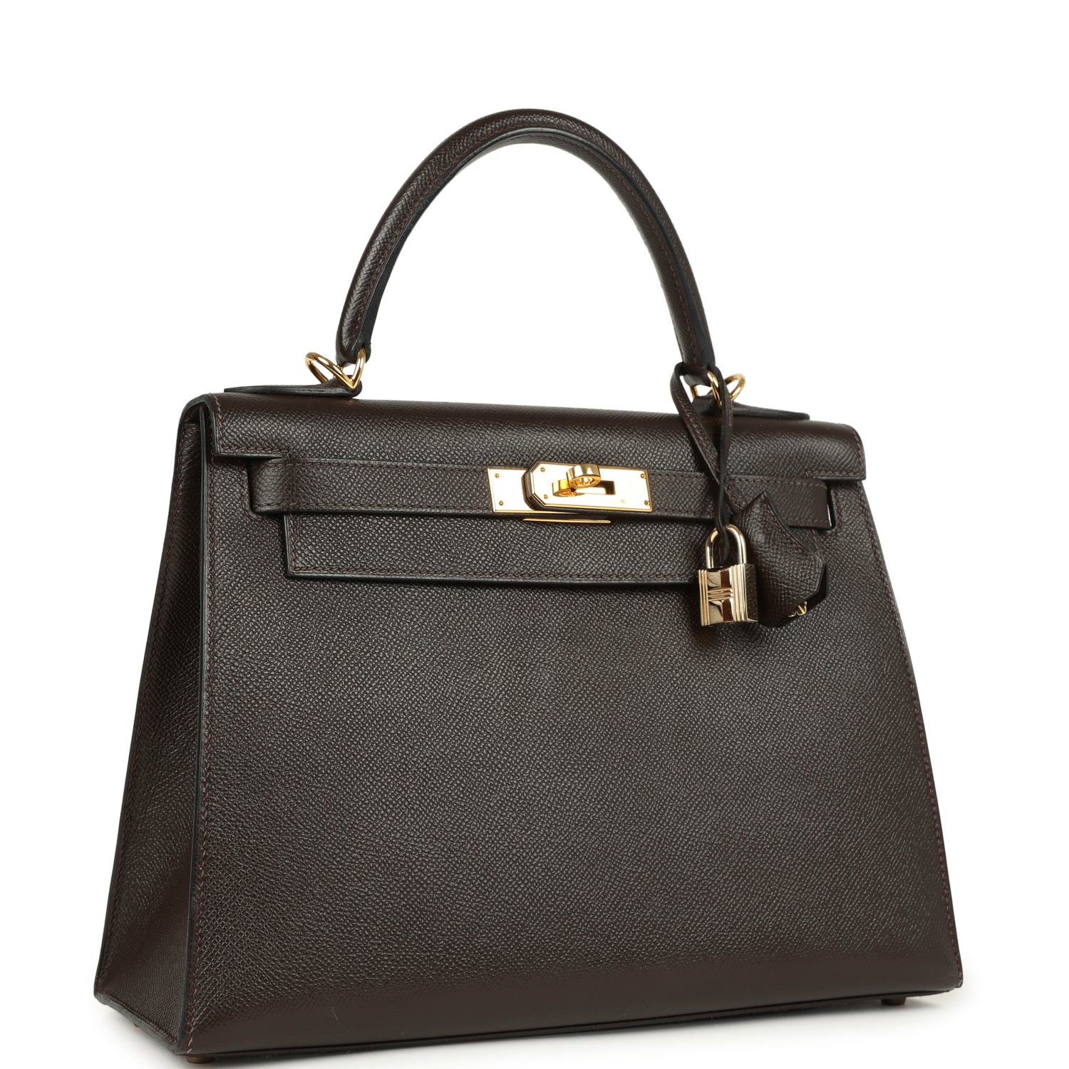 New Hermes Kelly Sellier 28 Chocolat Courcheval Gold Hardware