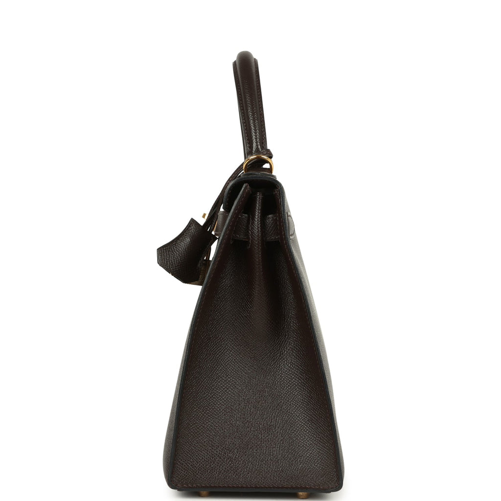 New Hermes Kelly Sellier 28 Chocolat Courcheval Gold Hardware