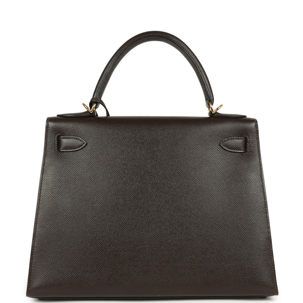 New Hermes Kelly Sellier 28 Chocolat Courcheval Gold Hardware