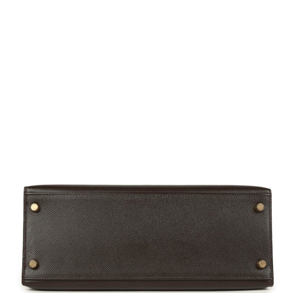 New Hermes Kelly Sellier 28 Chocolat Courcheval Gold Hardware