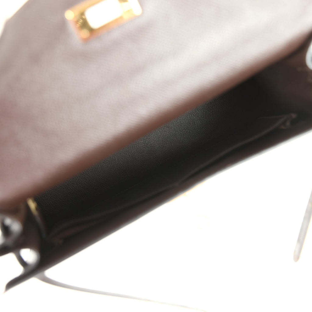 New Hermes Kelly Sellier 28 Chocolat Courcheval Gold Hardware
