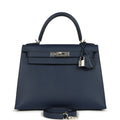 Hermes Kelly Sellier 28 Bleu Navy Epsom Palladium Hardware