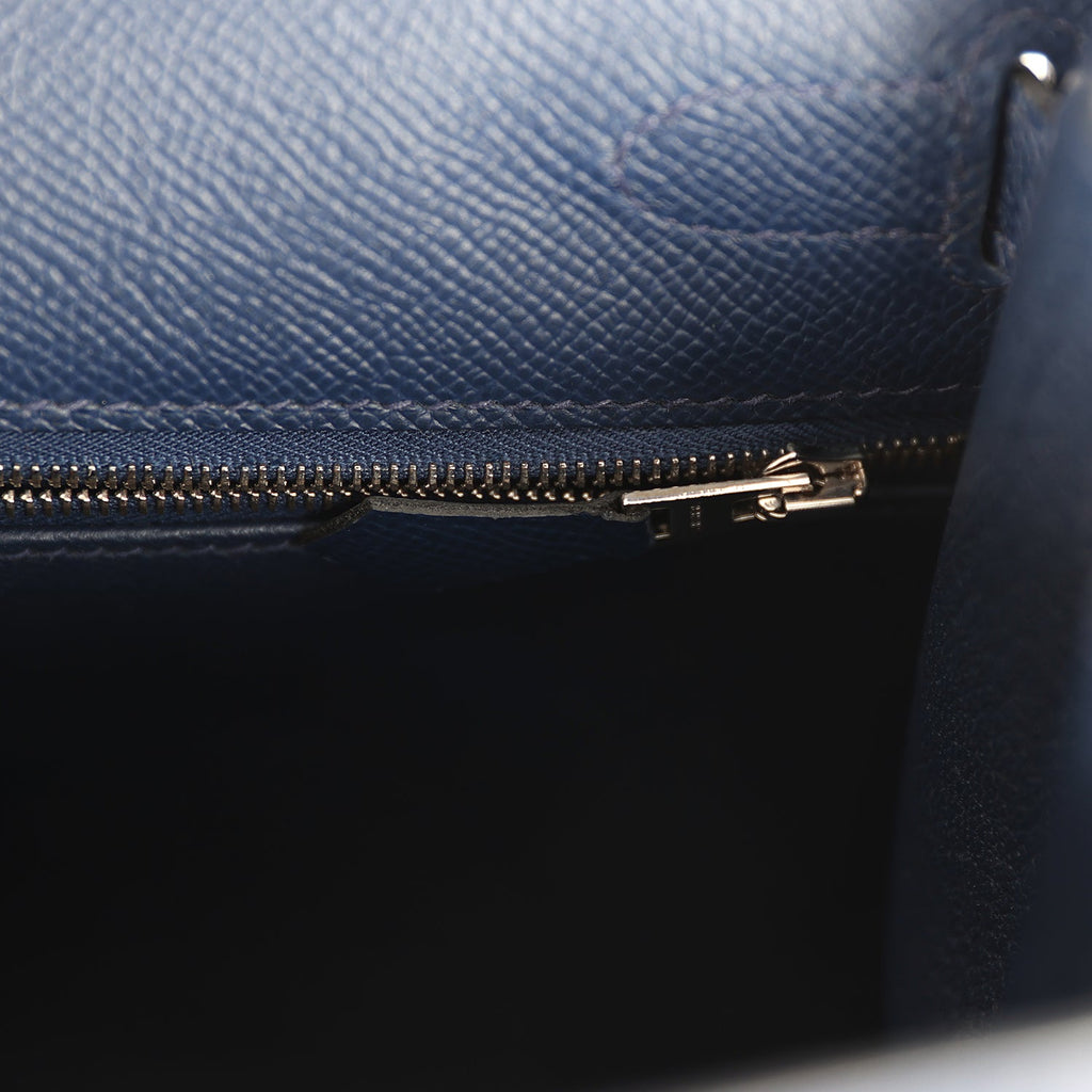 Hermes Kelly Sellier 28 Bleu Navy Epsom Palladium Hardware