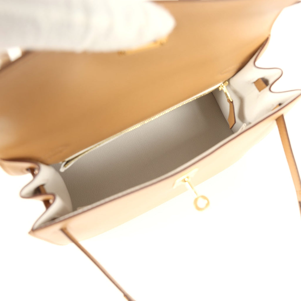 Hermes Kelly Sellier 25 Biscuit Verso Madame Gold Hardware