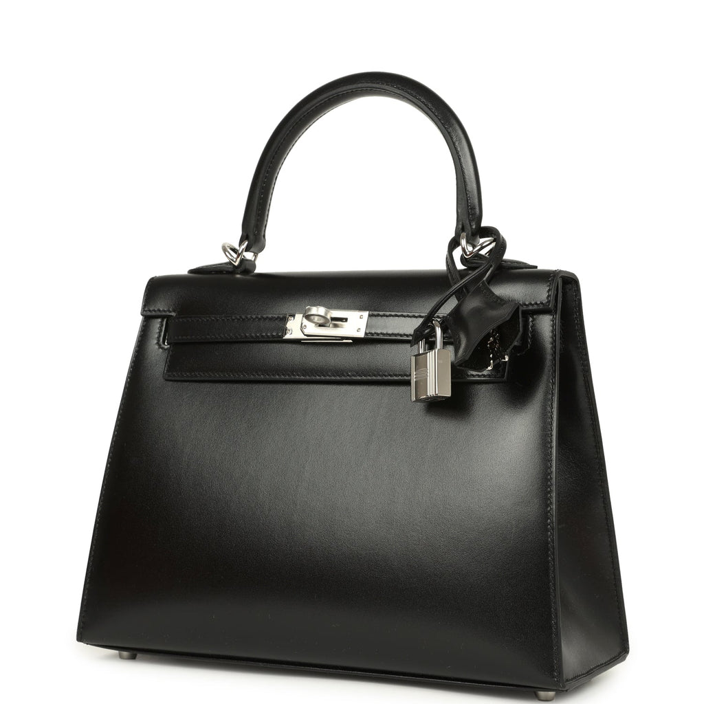 Hermes Kelly Sellier 25 Black Box Palladium Hardware