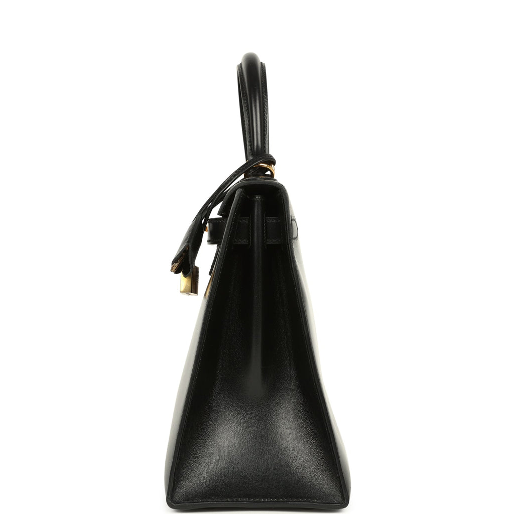 New Hermes Kelly Sellier 28 Black Box Gold Hardware