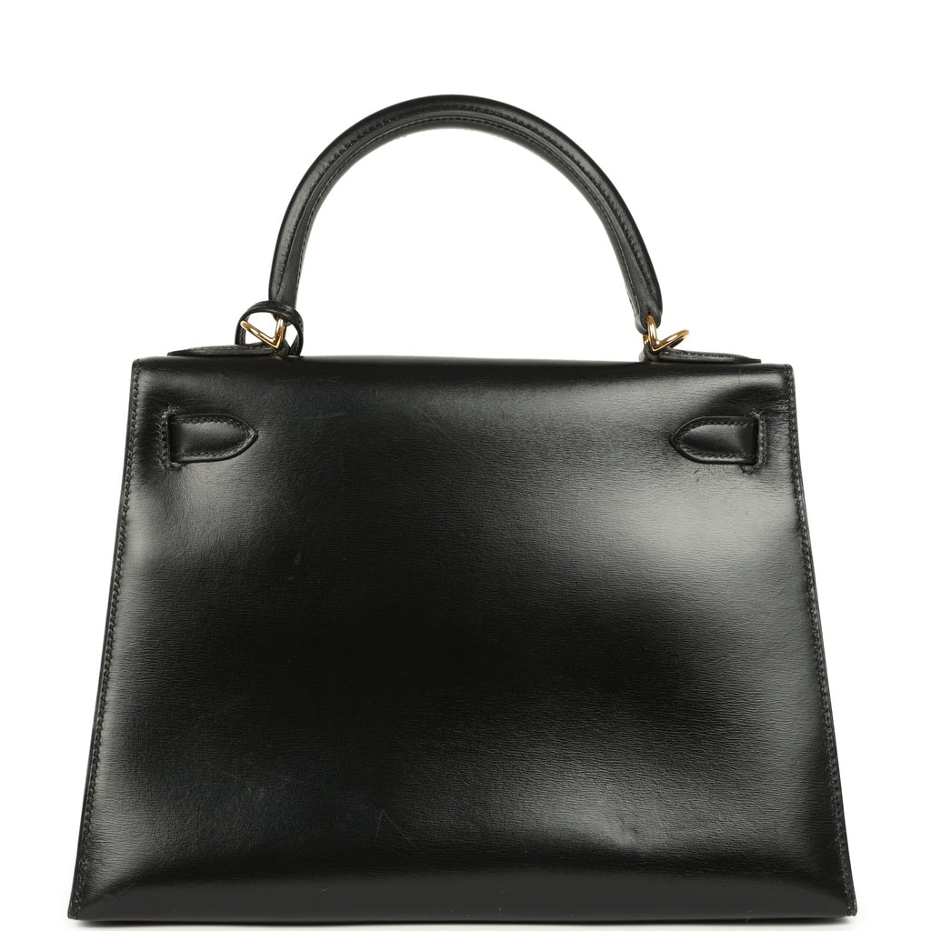 New Hermes Kelly Sellier 28 Black Box Gold Hardware