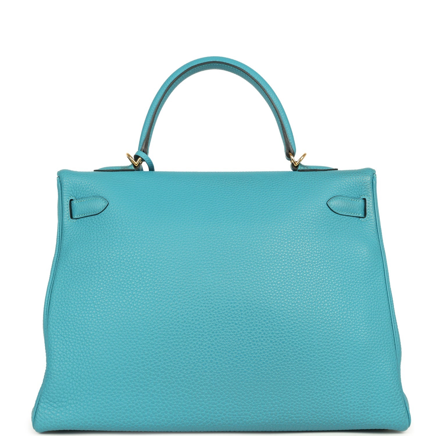 Pre-owned Hermes Kelly Retourne 35 Turquoise Togo Gold Hardware