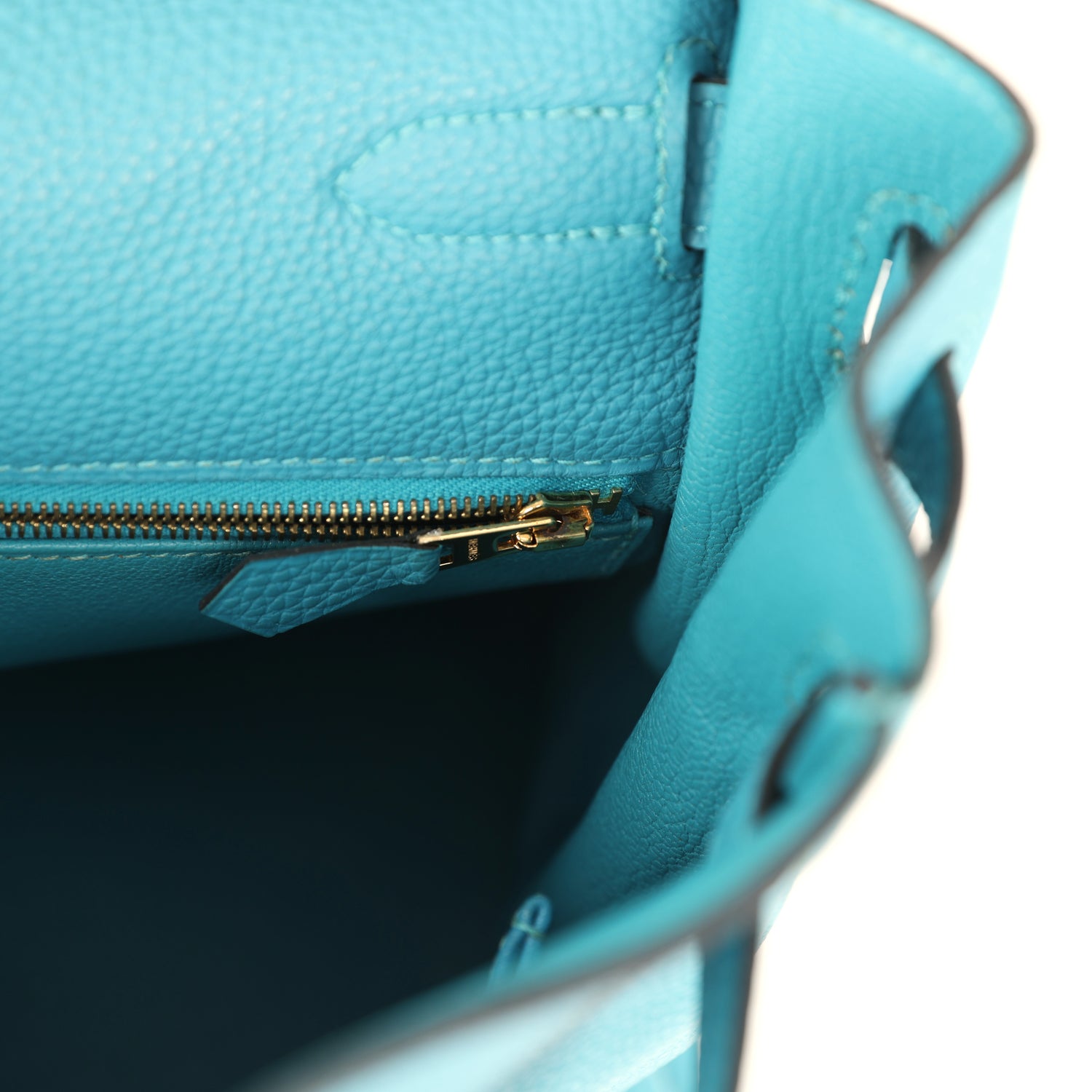 Pre-owned Hermes Kelly Retourne 35 Turquoise Togo Gold Hardware