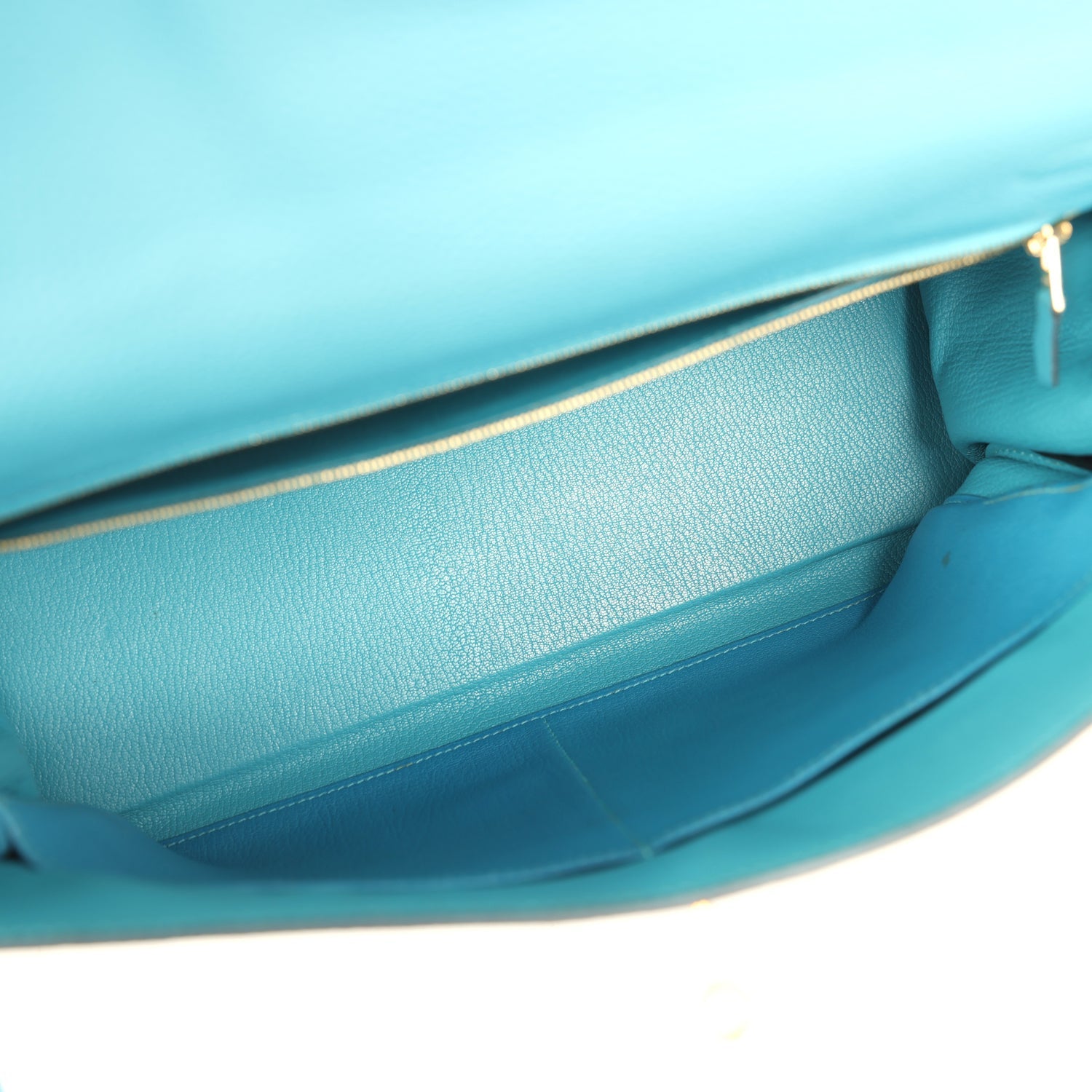 Pre-owned Hermes Kelly Retourne 35 Turquoise Togo Gold Hardware