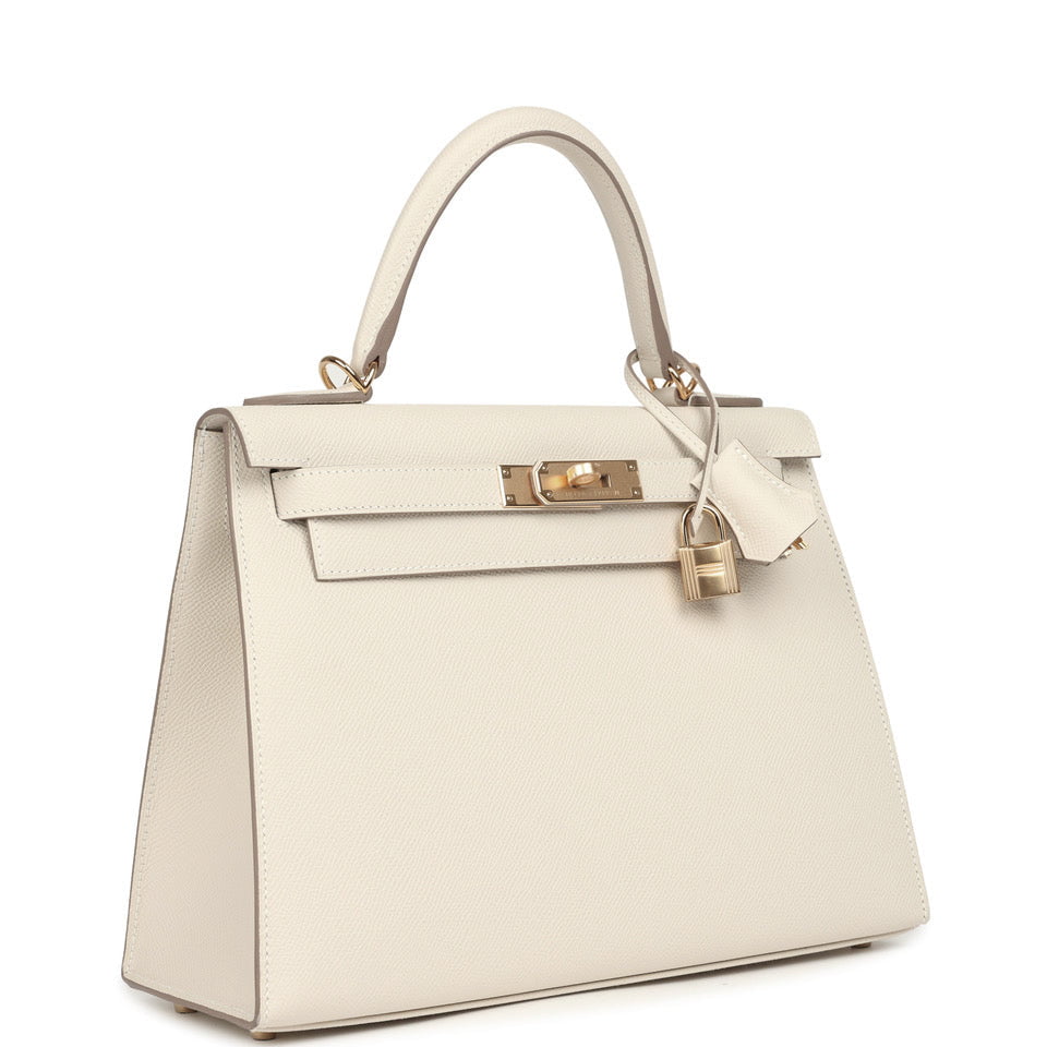 New Hermes Kelly Sellier 28 Craie Epsom Gold Hardware