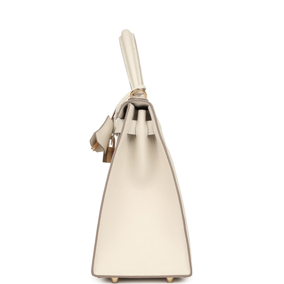 New Hermes Kelly Sellier 28 Craie Epsom Gold Hardware