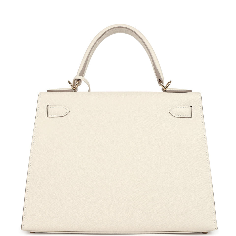 Pre-owned Hermes Kelly Sellier 28 Craie Epsom Gold Hardware