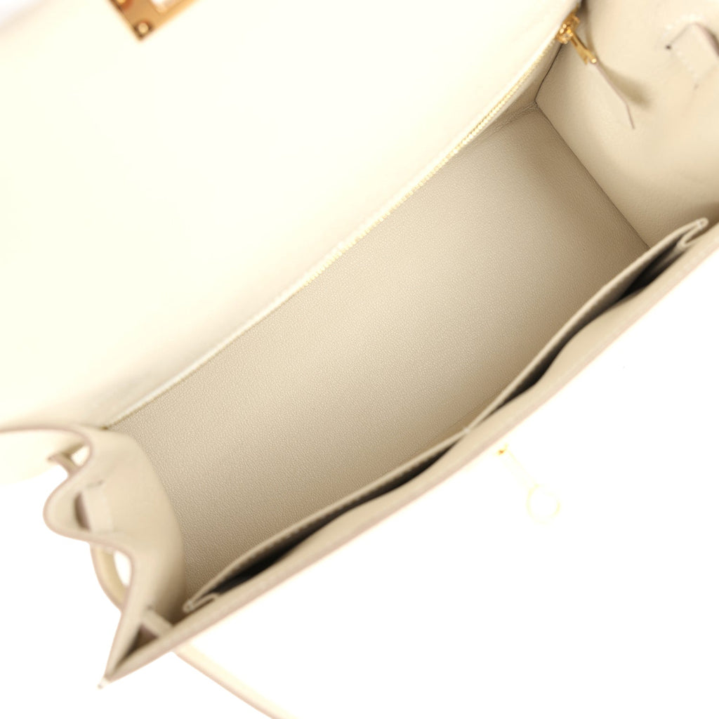 New Hermes Kelly Sellier 28 Craie Epsom Gold Hardware