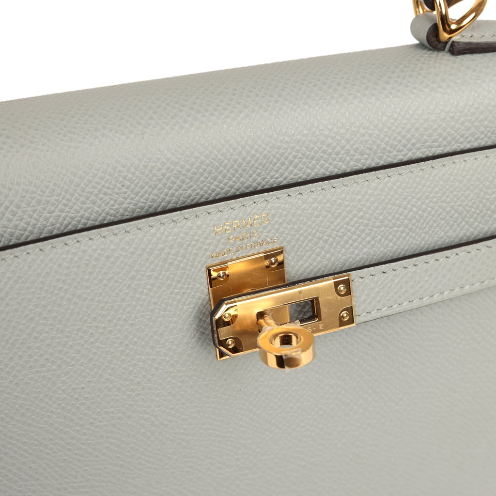 Hermes Kelly Sellier 25 Bleu Glacier Epsom Gold Hardware