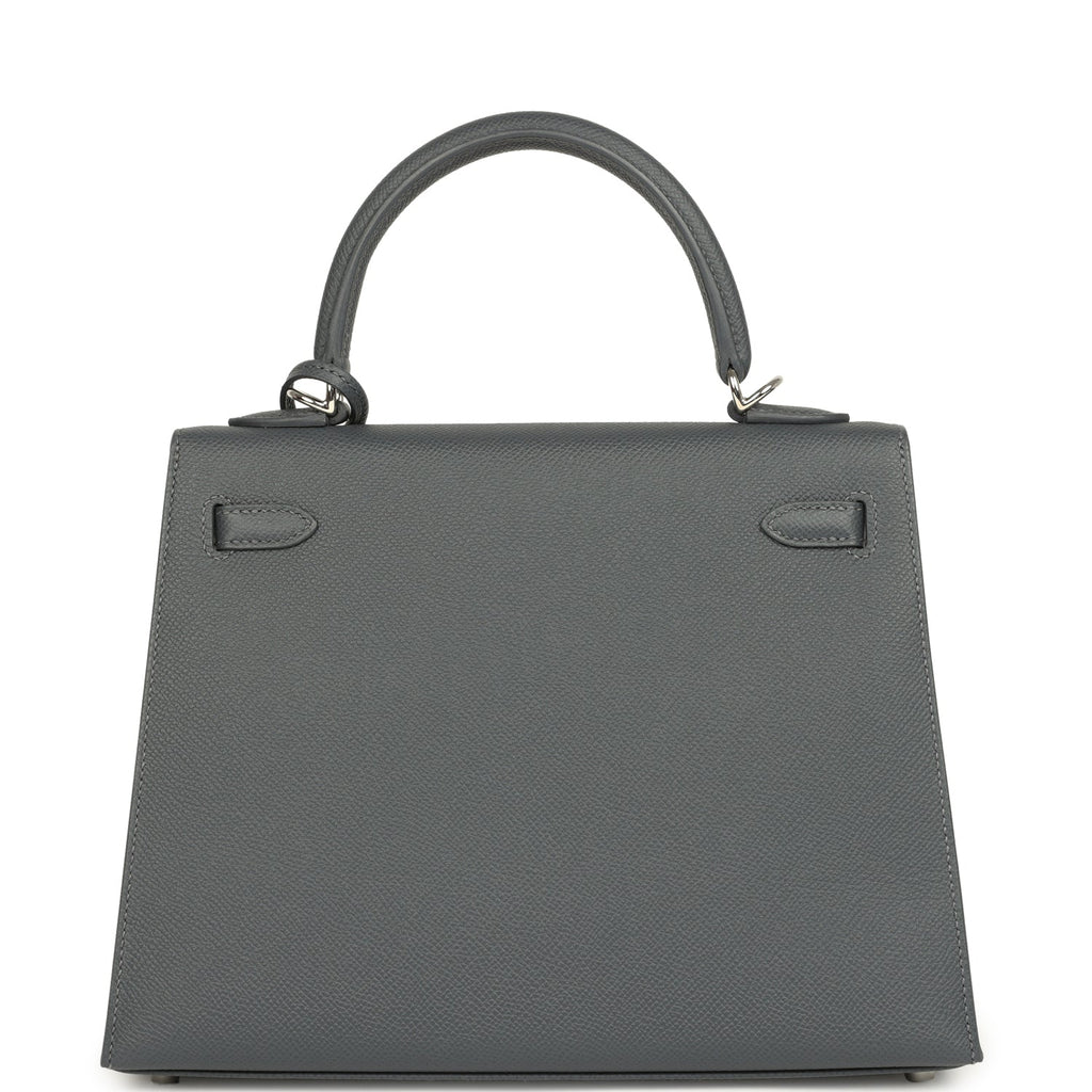 Hermes Kelly Sellier 25 Casaque Etoilee Ardoise Epsom, Black Tadelakt and Vert PepperNew Chevre Mysore Palladium Hardware