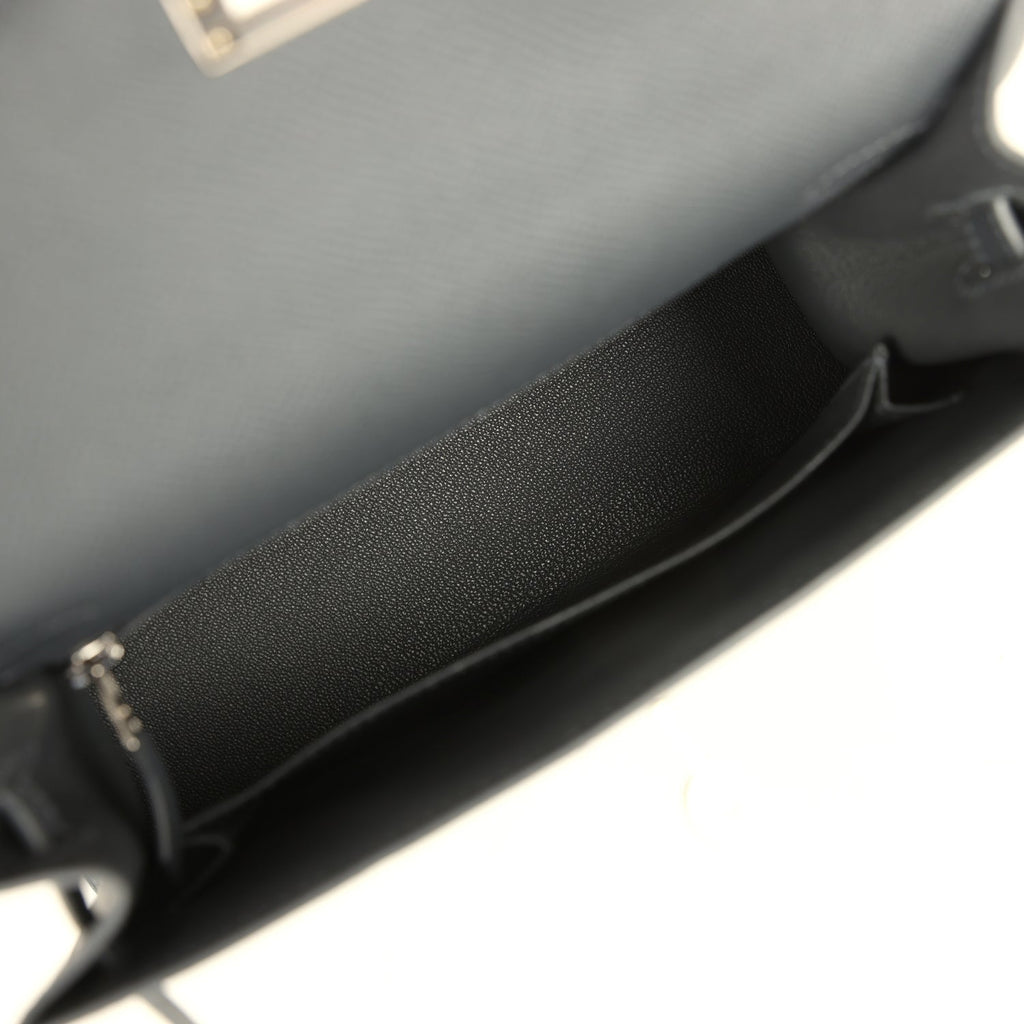 Hermes Kelly Sellier 25 Casaque Etoilee Ardoise Epsom, Black Tadelakt and Vert PepperNew Chevre Mysore Palladium Hardware