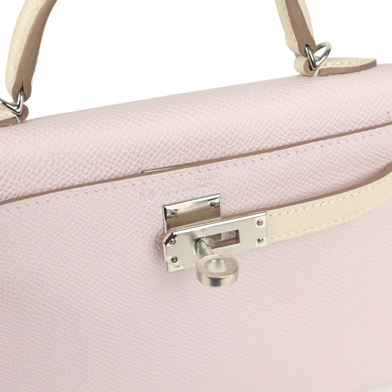 Hermes Special Order (HSS) Kelly Sellier 20 Mauve Pale and Craie Epsom Palladium Hardware