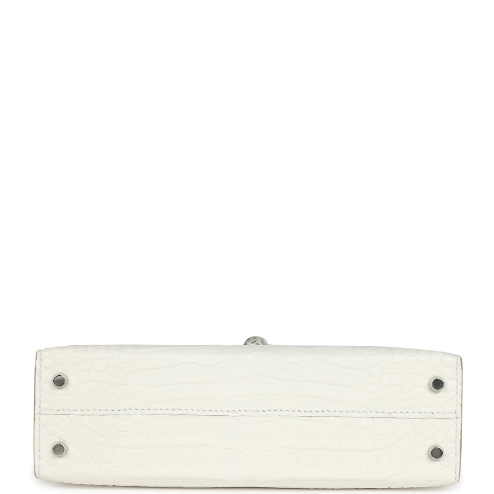Hermes Kelly Sellier 20 Creme Chantilly Matte Alligator Palladium Hardware