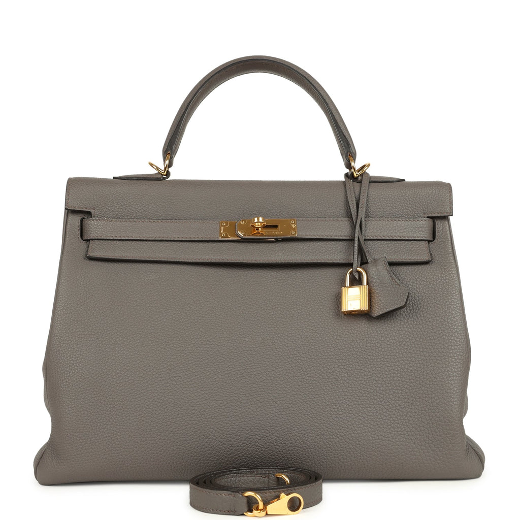 Hermes Kelly Retourne 35 Etain Togo Gold Hardware
