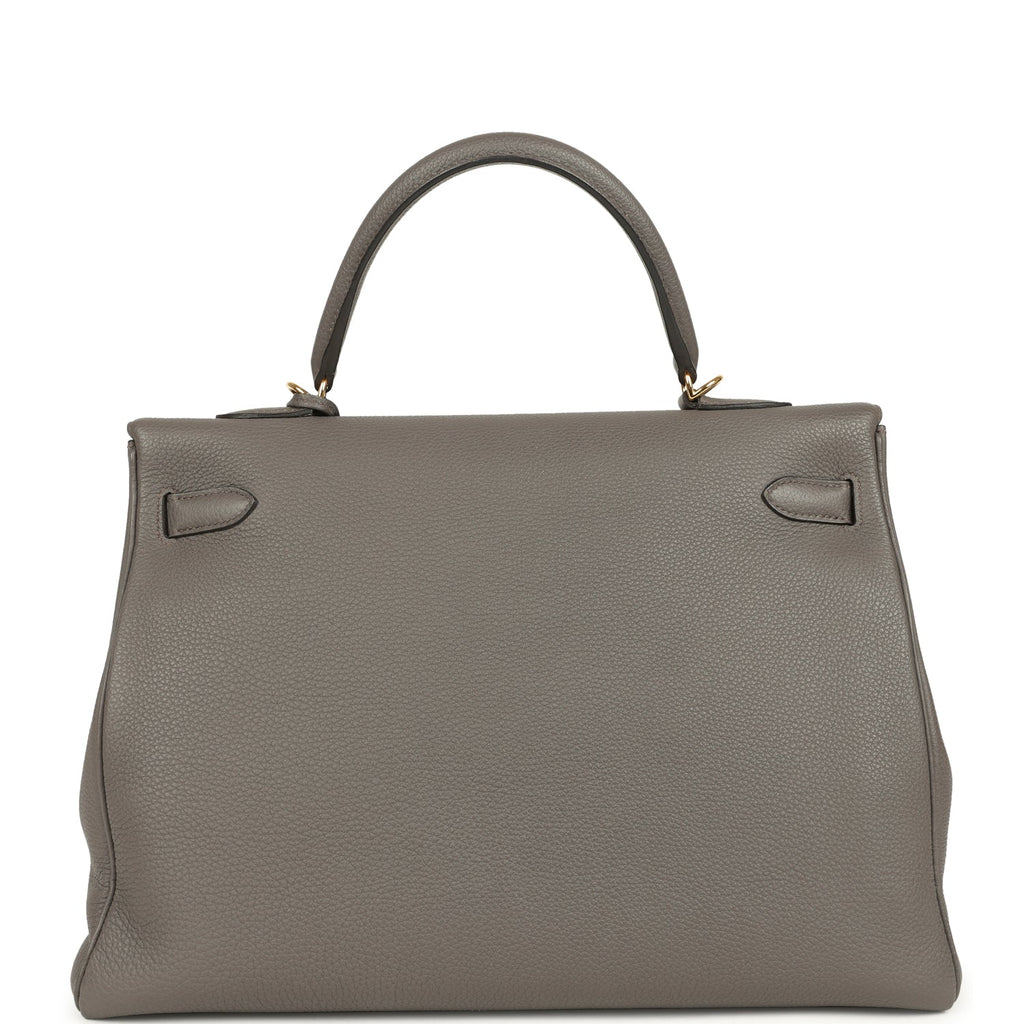 Hermes Kelly Retourne 35 Etain Togo Gold Hardware