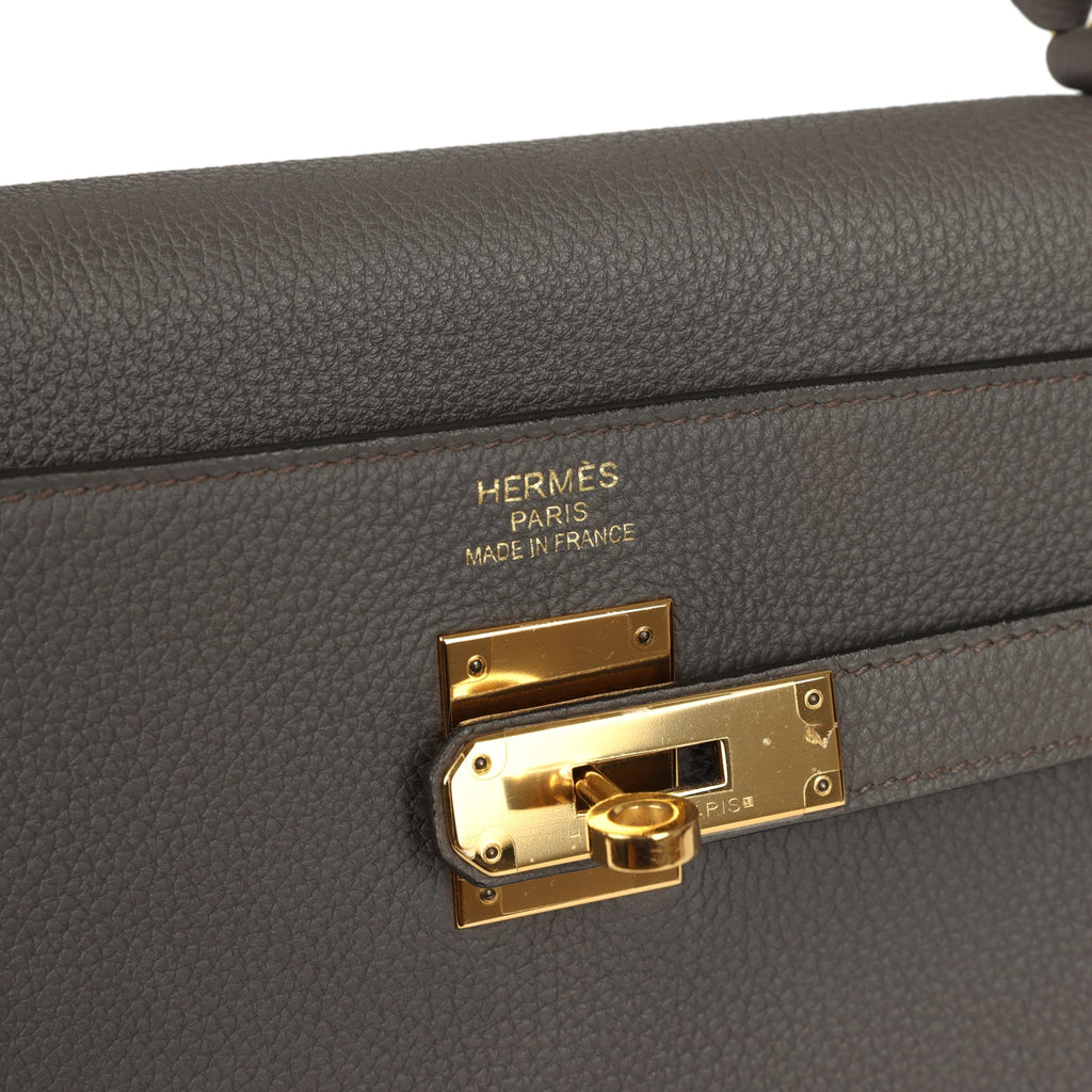 Hermes Kelly Retourne 35 Etain Togo Gold Hardware