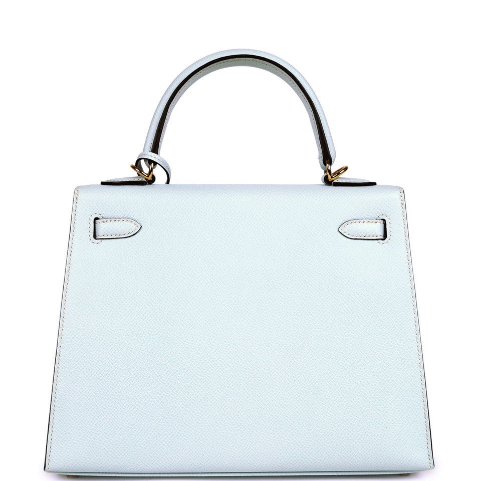 Hermes Kelly Sellier 25 Bleu Brume Epsom Gold Hardware