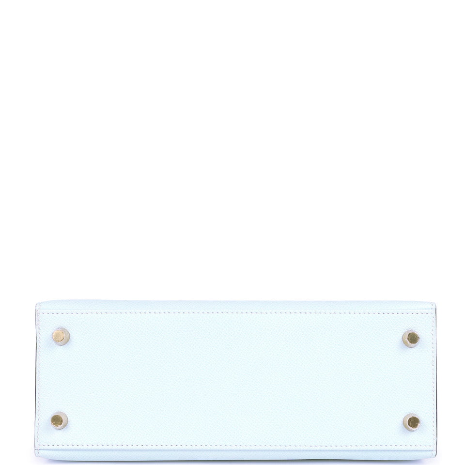 Hermes Kelly Sellier 25 Bleu Brume Epsom Gold Hardware