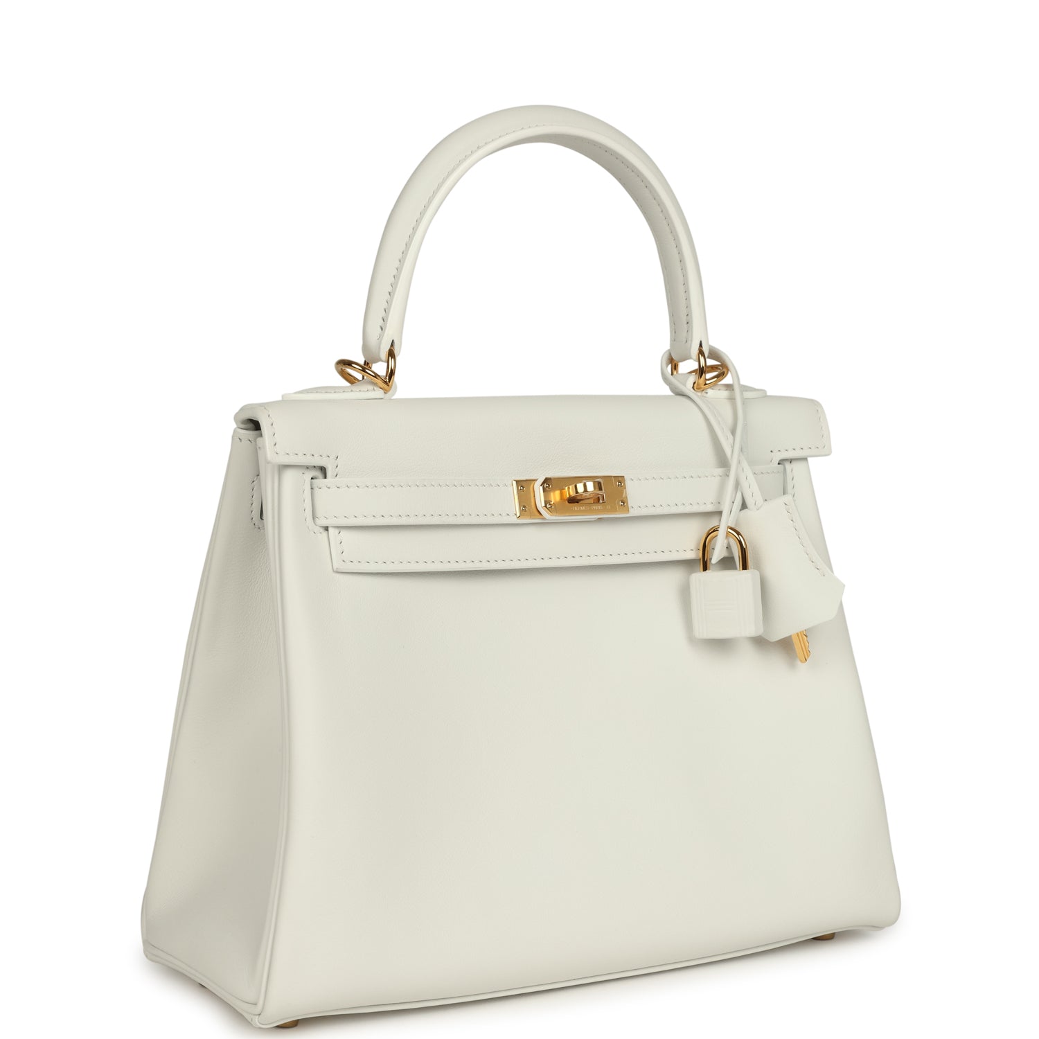 Hermes Kelly Retourne 25 New White Swift Gold Hardware