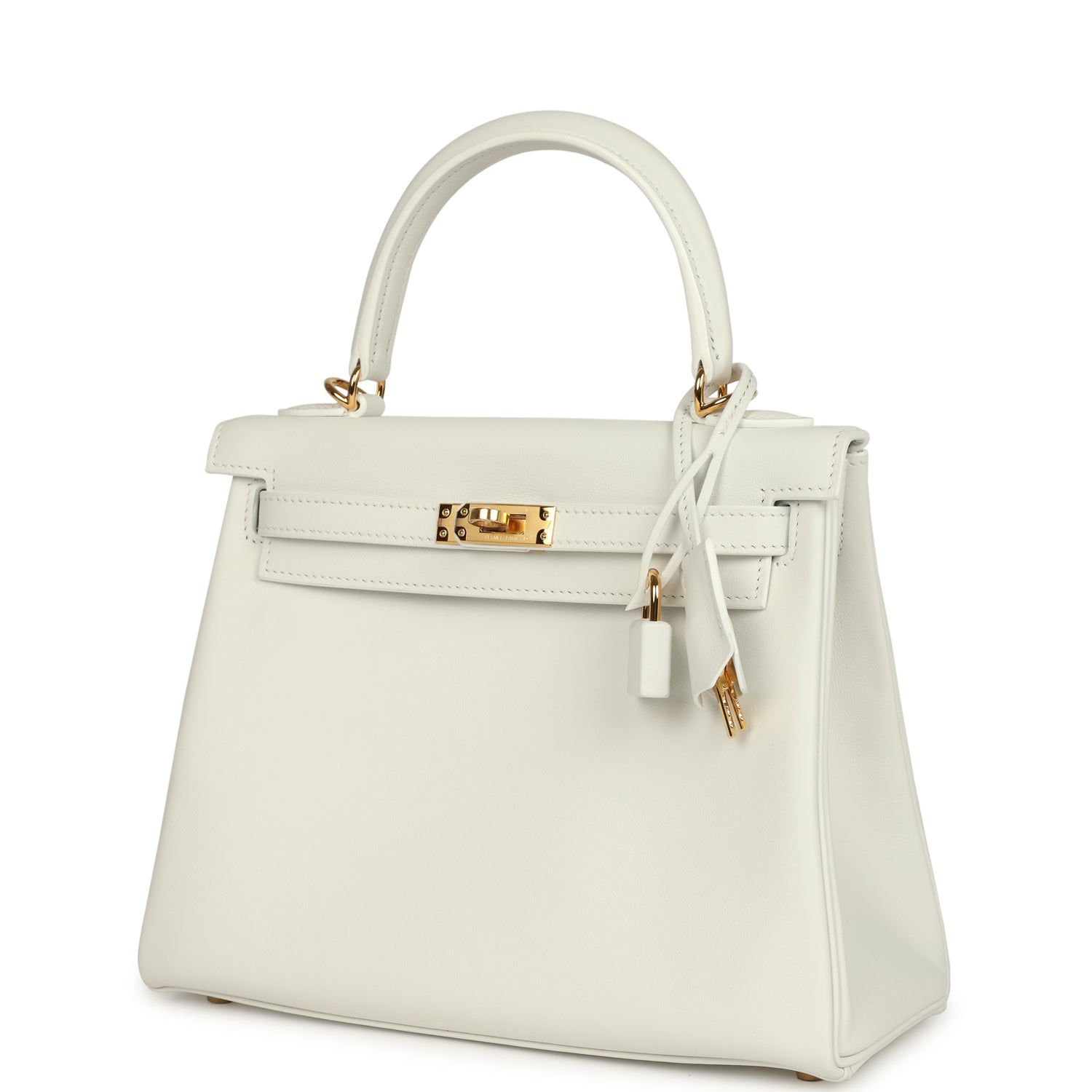 Hermes Kelly Retourne 25 New White Swift Gold Hardware