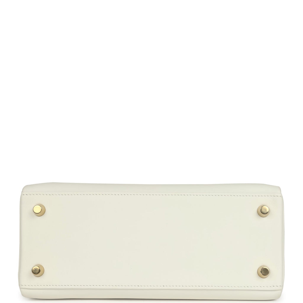 Hermes Kelly Retourne 25 New White Swift Gold Hardware