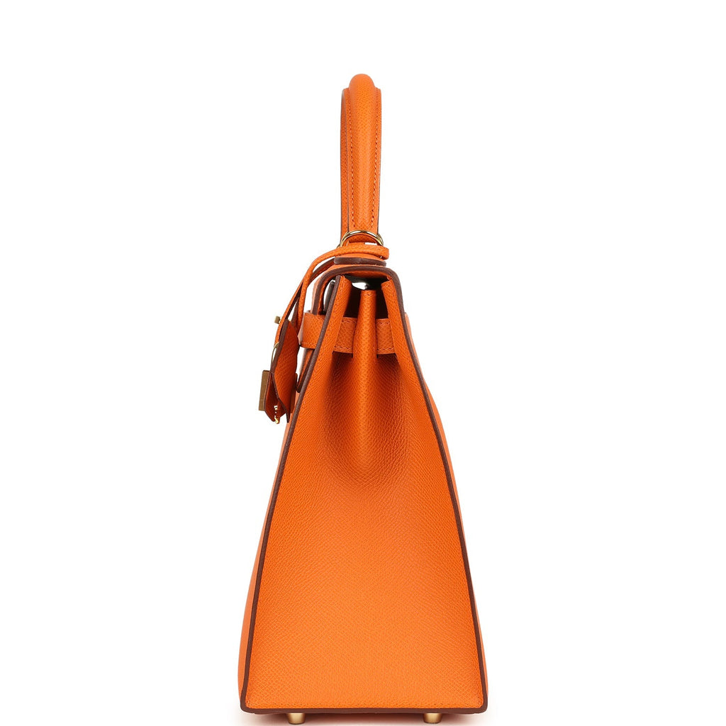 Hermes Kelly Sellier 28 Orange Epsom Gold Hardware