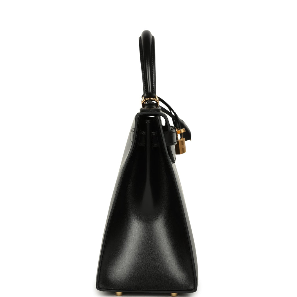 Hermes Kelly Sellier 28 Black Box Gold Hardware