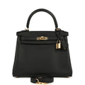 Hermes Kelly Retourne 25 Black Swift Permabrass Hardware