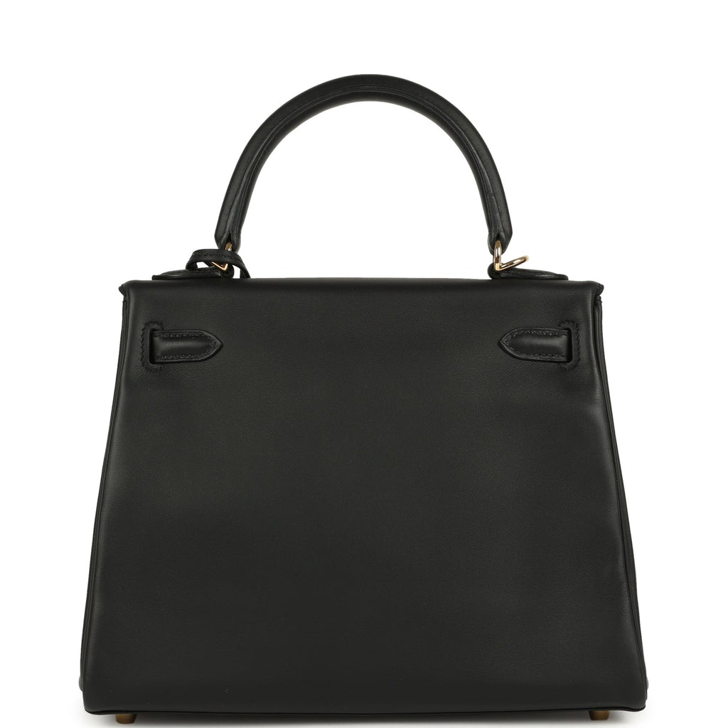 Hermes Kelly Retourne 25 Black Swift Permabrass Hardware