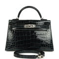 Pre-owned Hermes Special Order (HSS) Kelly Sellier 20 Vert Rousseau Verso Shiny Alligator Mississippiensis Palladium Hardware
