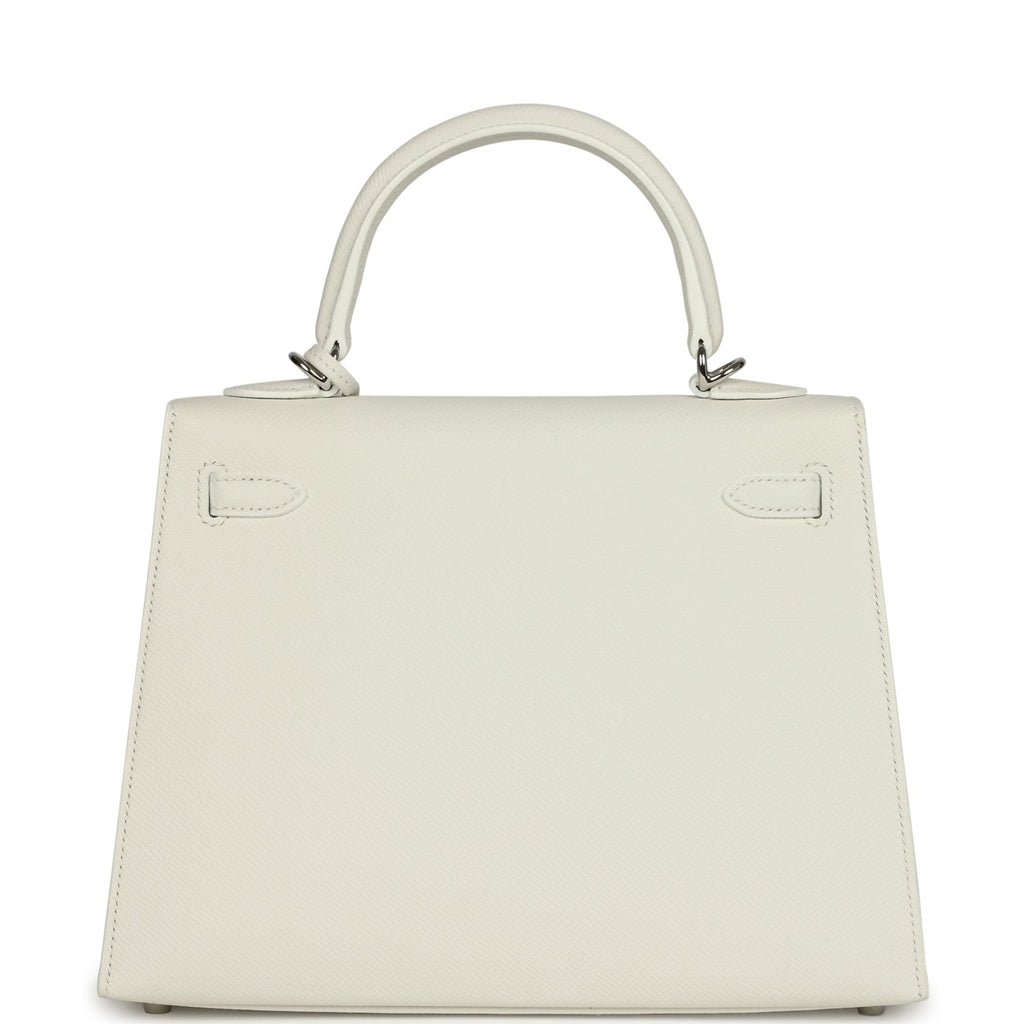 Hermes Kelly Sellier 25 New White Epsom Palladium Hardware