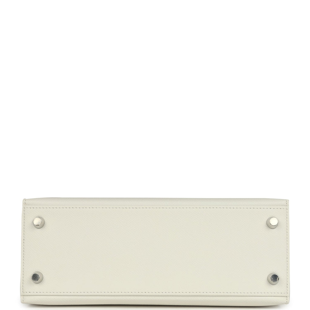 Hermes Kelly Sellier 25 New White Epsom Palladium Hardware