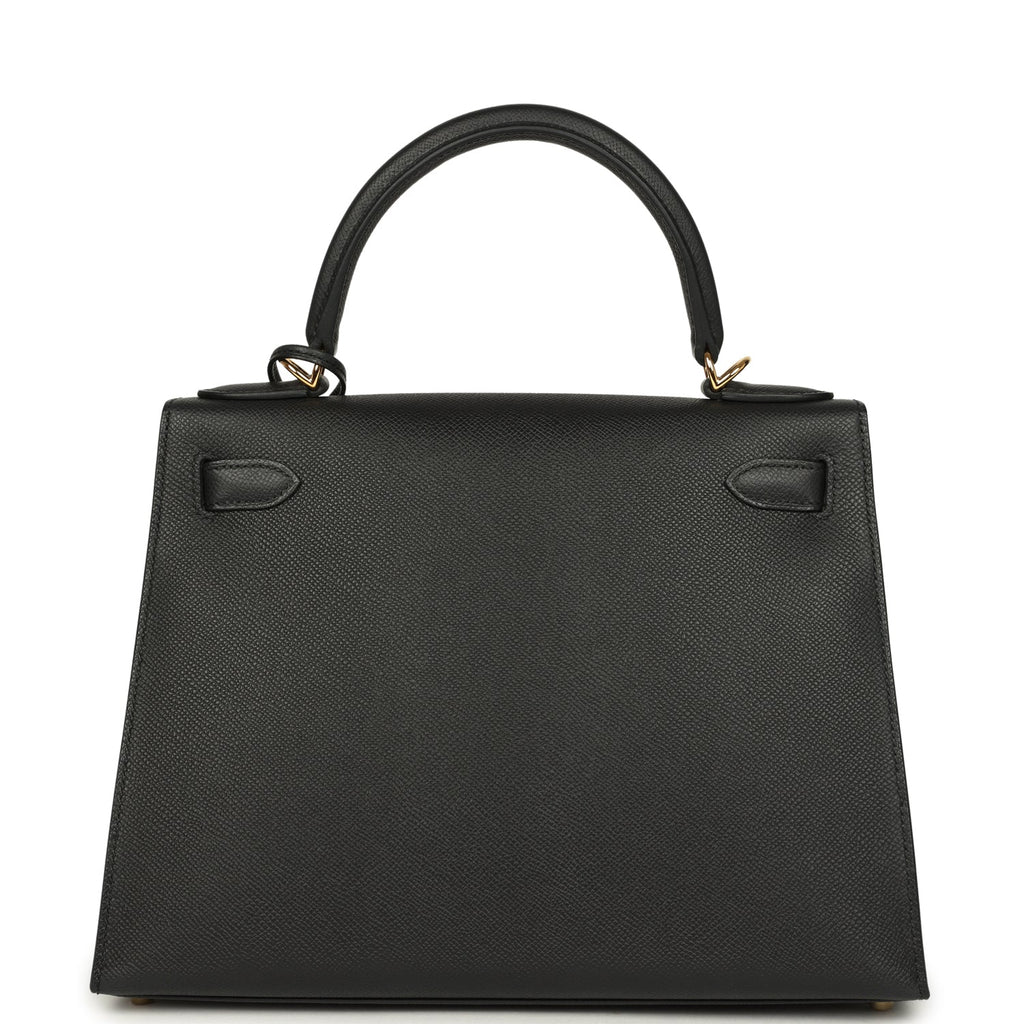 Hermes Kelly Sellier 28 Black Epsom Gold Hardware