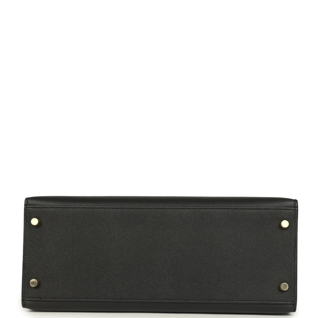 Hermes Kelly Sellier 28 Black Epsom Gold Hardware