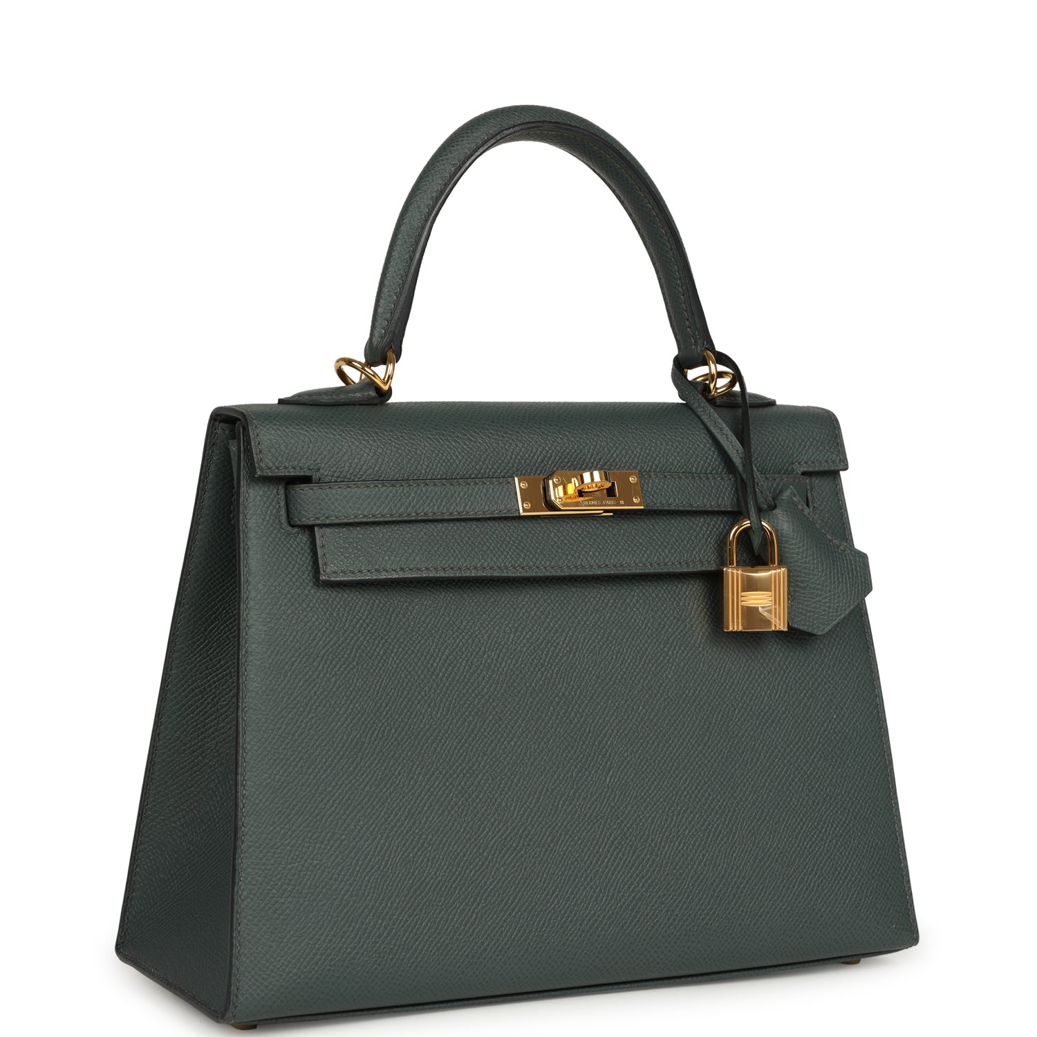 Pre-owned Hermes Kelly Sellier 25 Bleu Orage Epsom Gold Hardware