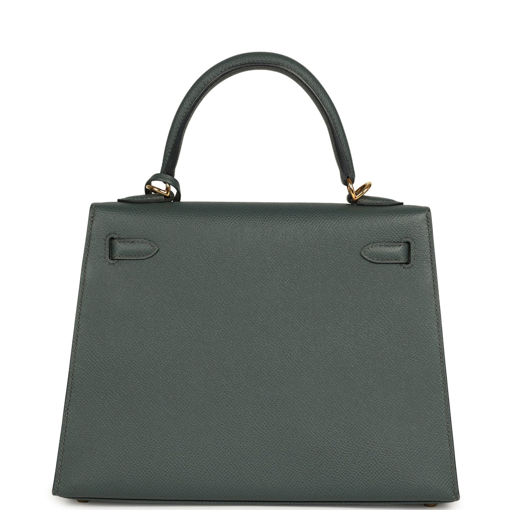 Pre-owned Hermes Kelly Sellier 25 Bleu Orage Epsom Gold Hardware
