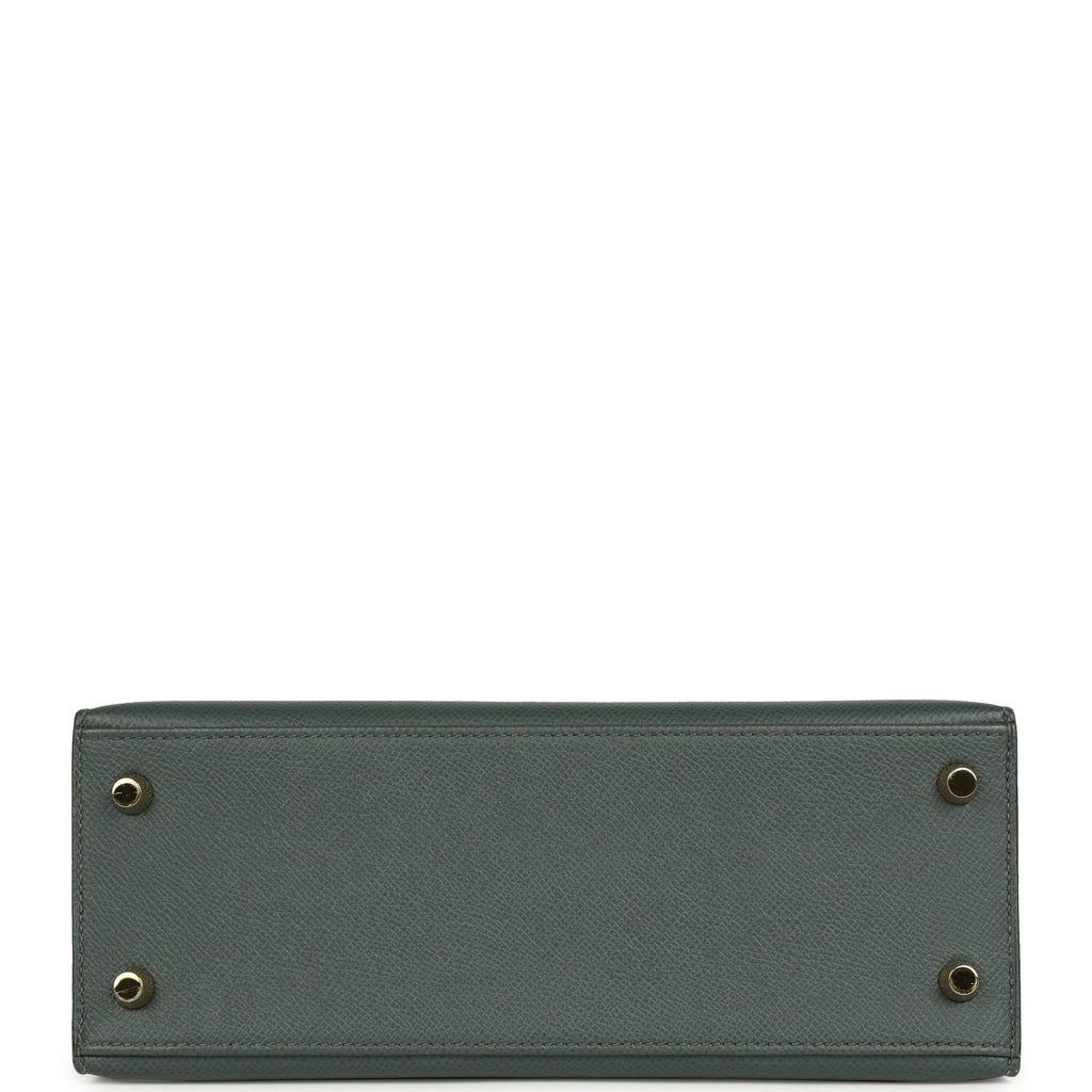Pre-owned Hermes Kelly Sellier 25 Bleu Orage Epsom Gold Hardware