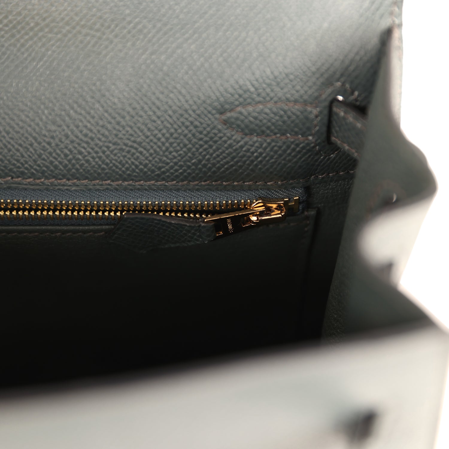 Pre-owned Hermes Kelly Sellier 25 Bleu Orage Epsom Gold Hardware