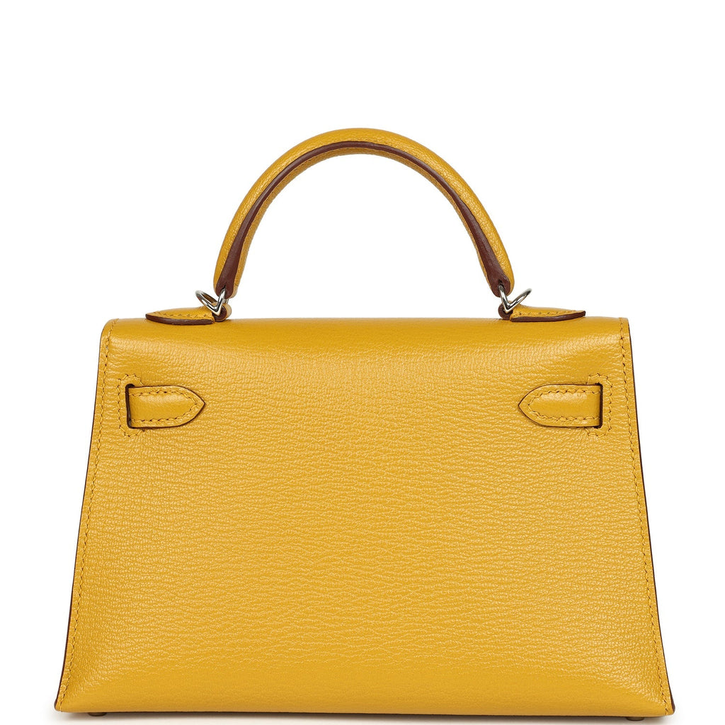 Hermes Kelly Sellier 20 Jaune Ambre Verso Chèvre Mysore Palladium Hardware