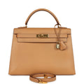 New Hermes Sellier Kelly 32 Naturel Courchevel Gold Hardware