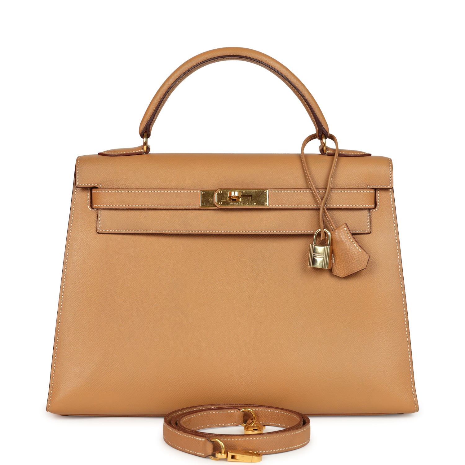 New Hermes Sellier Kelly 32 Naturel Courchevel Gold Hardware