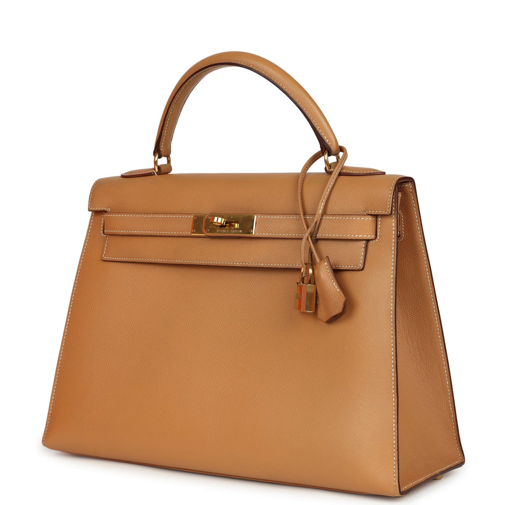 New Hermes Sellier Kelly 32 Naturel Courchevel Gold Hardware