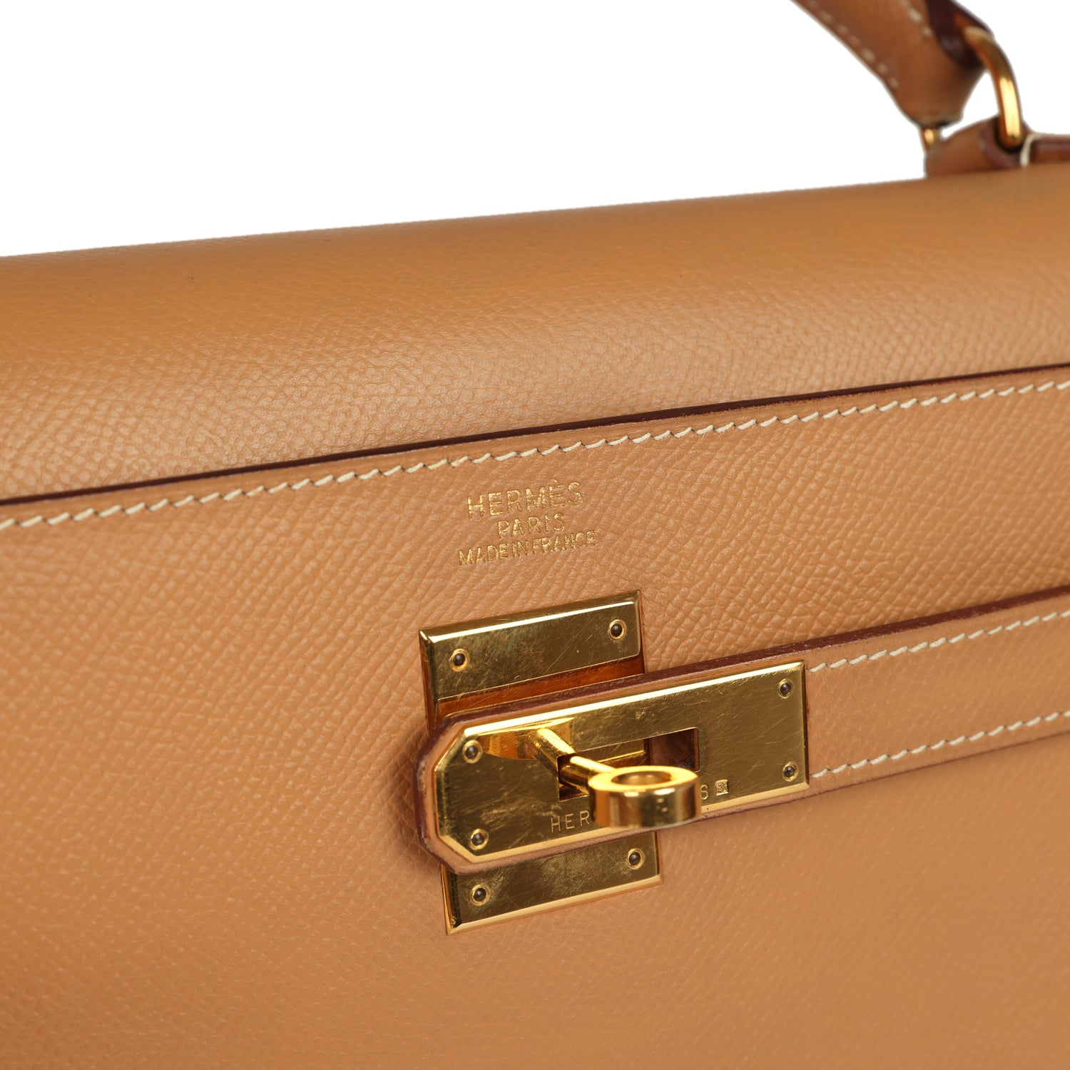 New Hermes Sellier Kelly 32 Naturel Courchevel Gold Hardware